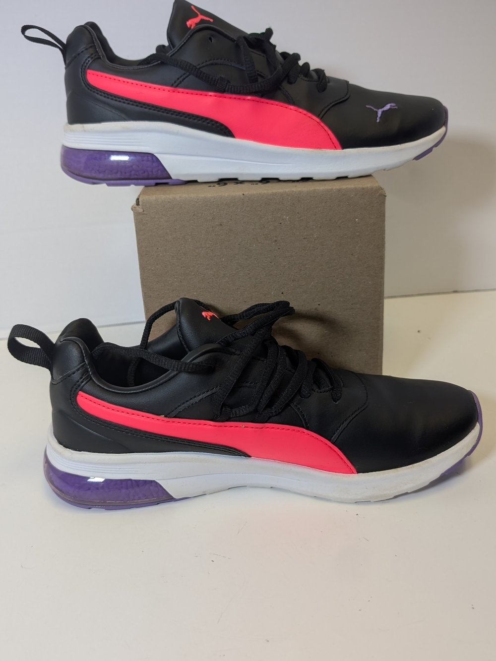 Puma Black Sneakers with Pink and Purple Accents